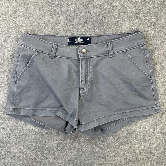Hollister Shorts Womens 5 W27 Gray Low Rise 3" Chino Casual Summer Walking - Picture 1 of 9